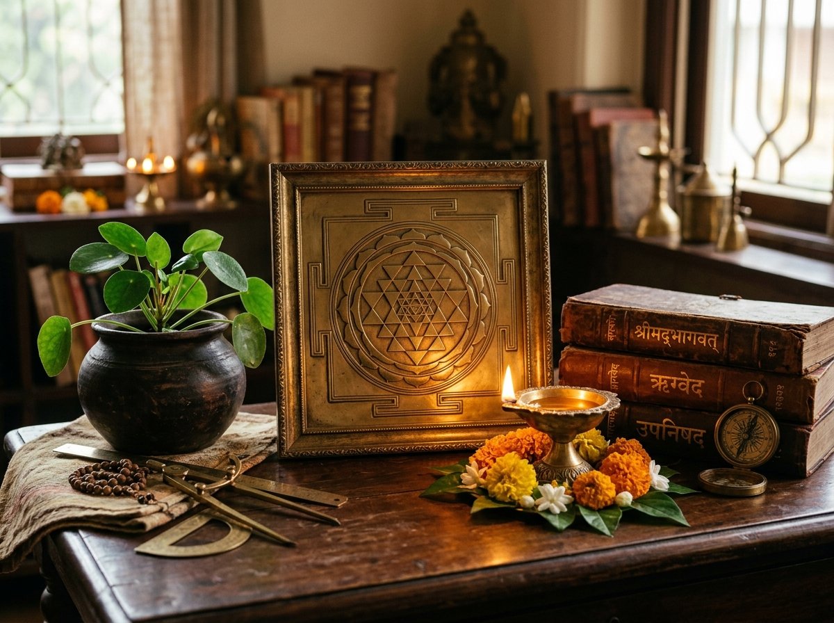Vastu Shastra Yantra, Sacred Diya and Ancient Texts